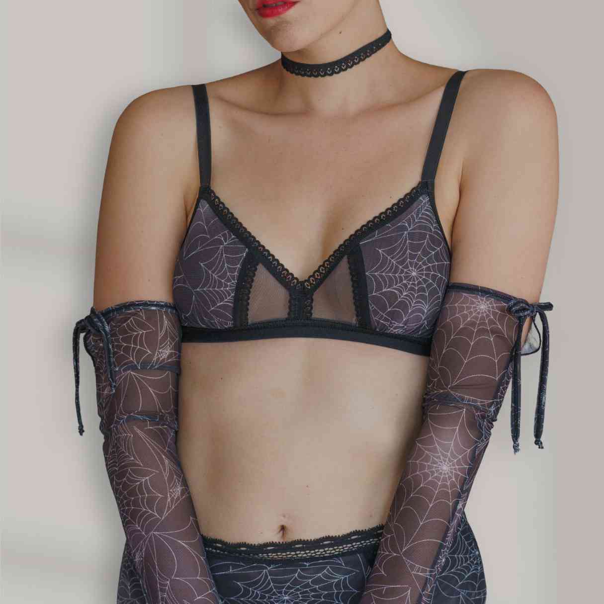 Spider's Lace Web Print Peekaboo Bralette