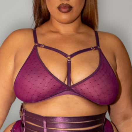 Hearts of Venus Strappy Bralette in Plum