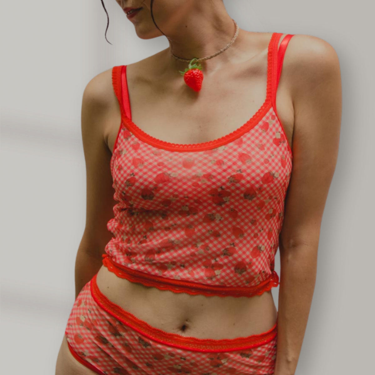 Strawberry Jam Printed Crop Cami