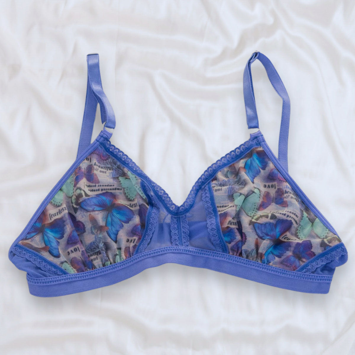 Butterfly Metamorphosis Printed Mesh Peekaboo Bralette