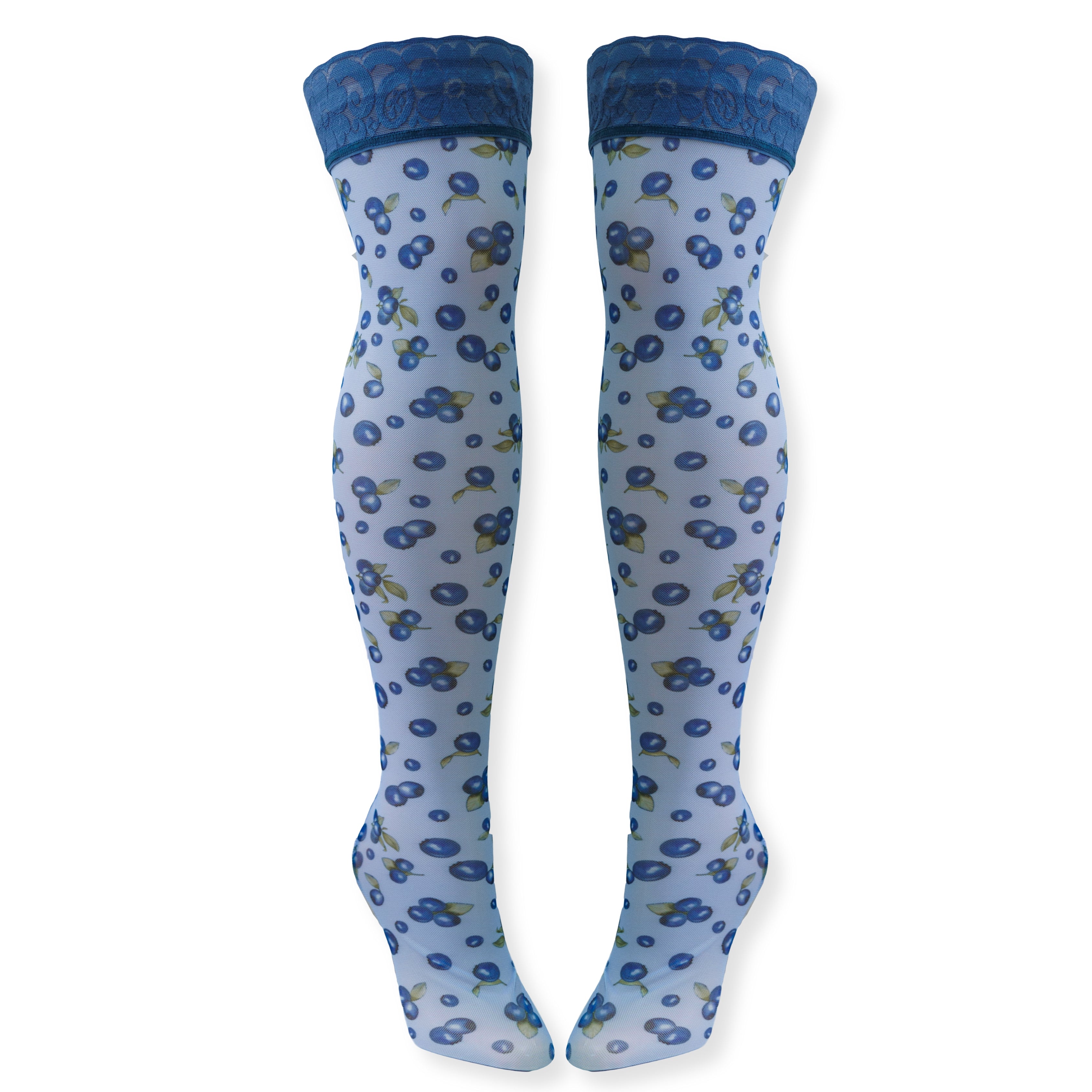 Blueberry Thrill Printed Stay Up Stockings