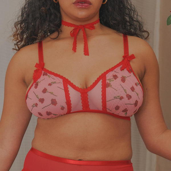 Hearts of Venus Strappy Bralette in Hot Pink – Uye Surana