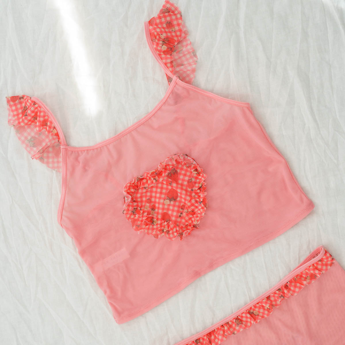 Strawberry Jam Ruffled Crop Cami