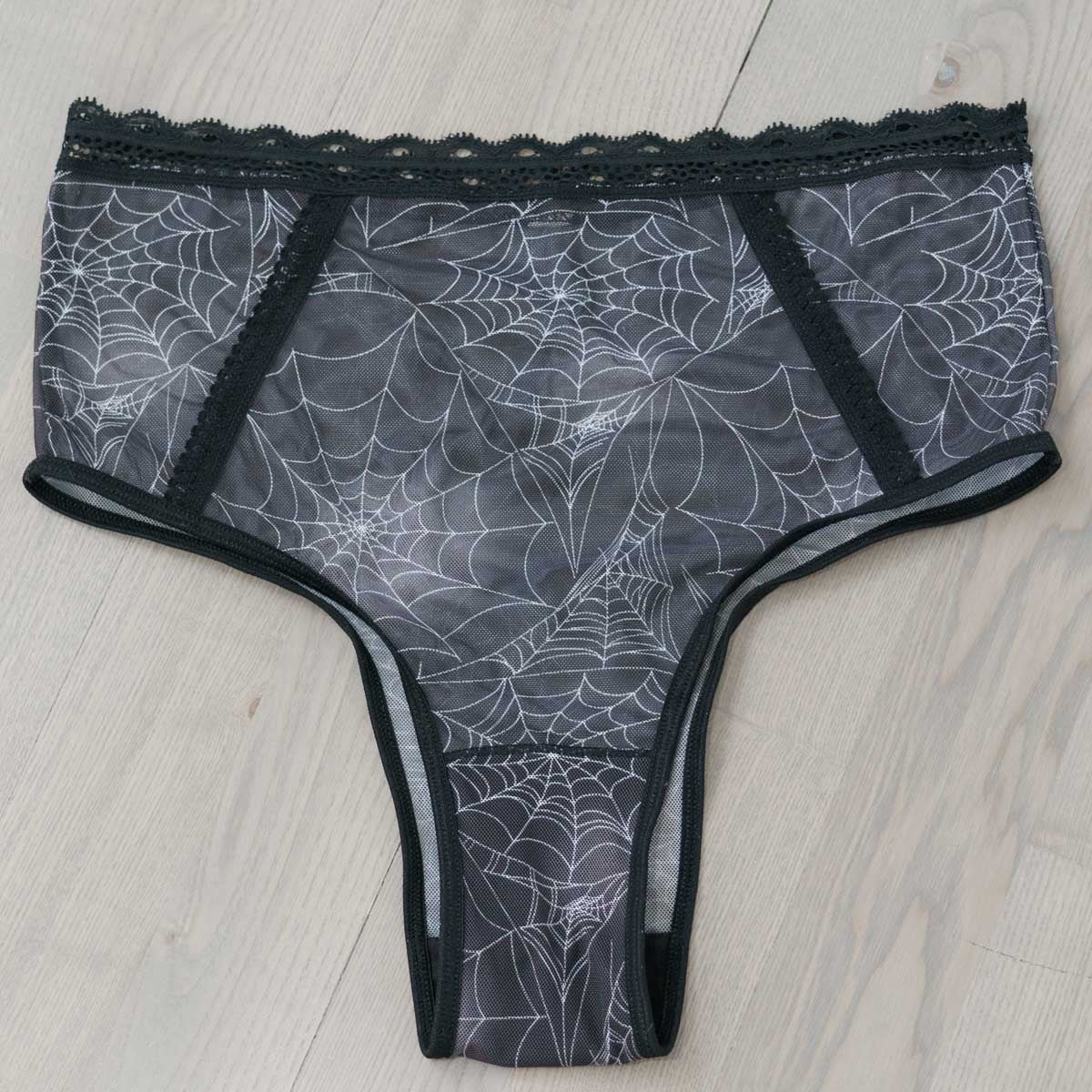 Spider's Lace Web Print High Waist Undies