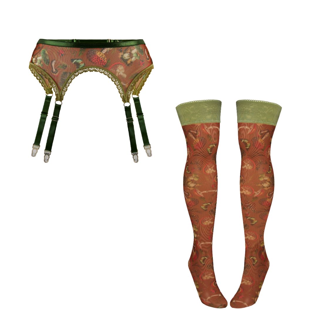 Mushroom Fairy Adjustable Garter + Stockings Set - Uye Surana