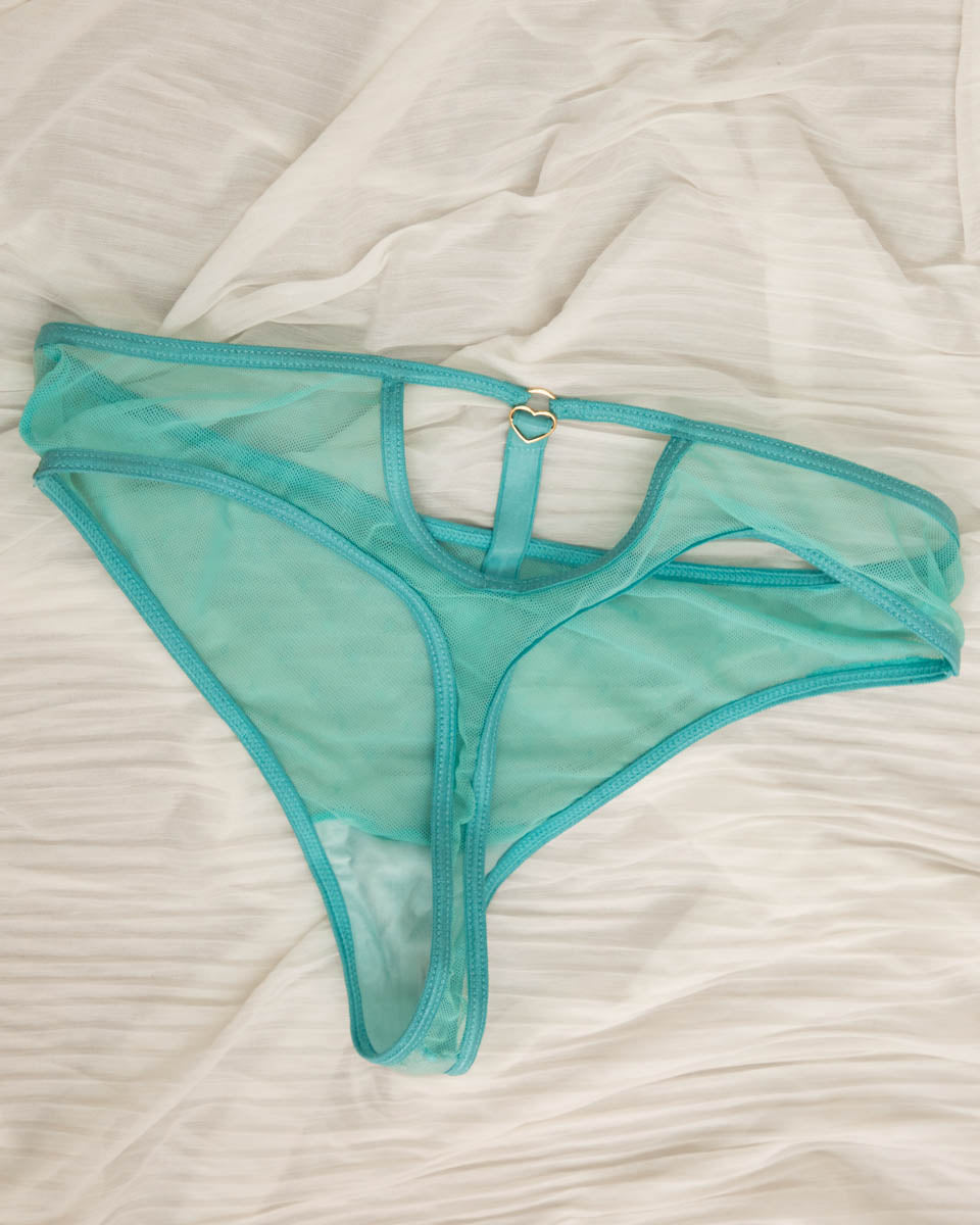 Hearts of Venus Keyhole Thong in Seafoam - Uye Surana